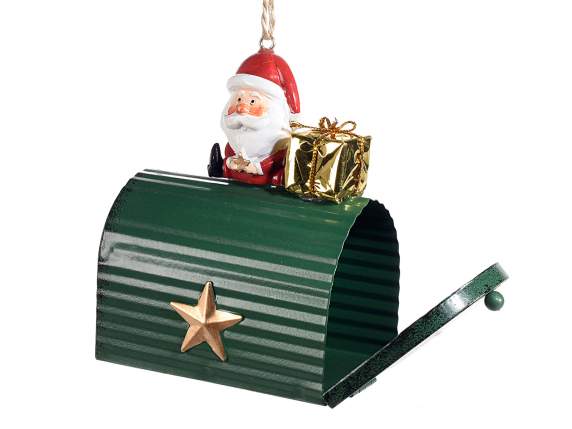 Porte-lettres en métal avec personnage de Noël à suspendre