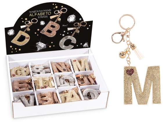 Charm-llavero letras con pedrería y borla
