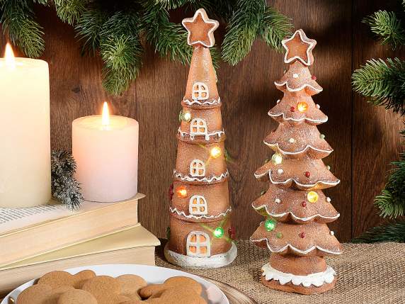 Sapin de Noël en résine avec lumières LED multicolores