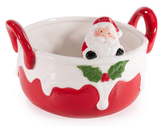 Recipient ceramic cu mânere și Moș Crăciun