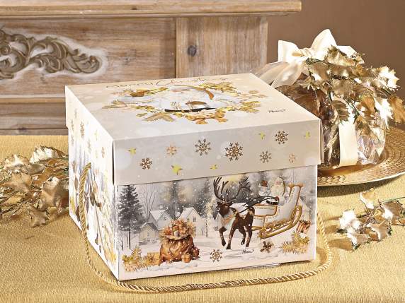 Cutie de hartie pentru panettone cu maner si capac