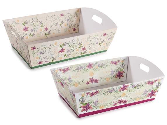 Tavă medie pentru hârtie cu mânere cu model floral
