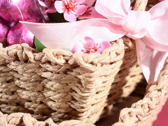 Set de 2 cestas cuadradas de fibra tejida con asas