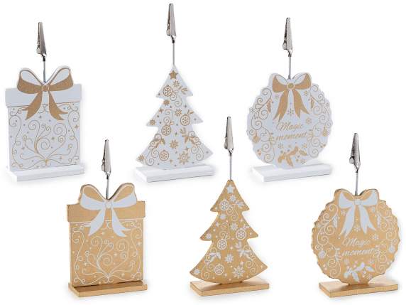 Pince à mémo de Noël en bois sculpté avec des décorations do