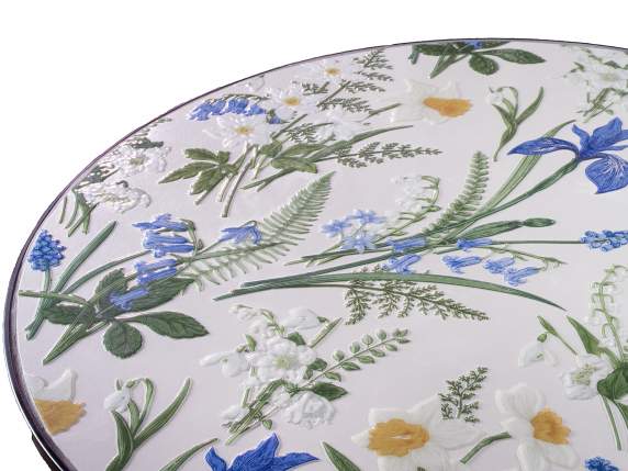 Set masă și 2 scaune din metal și ceramică decorată cu motiv