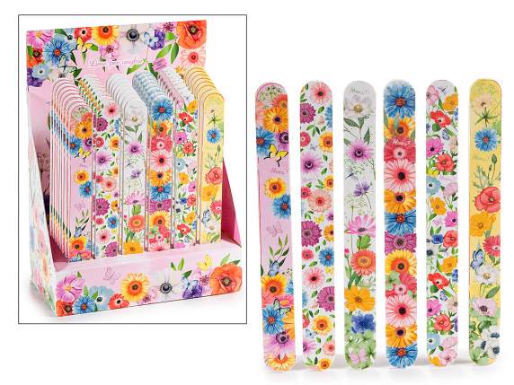 Nail file with floral decorations