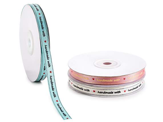 Nastro grosgrain con stampa Handmade with love