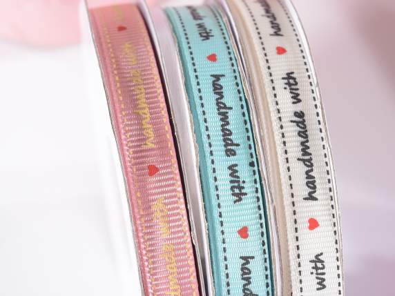 Nastro grosgrain con stampa Handmade with love