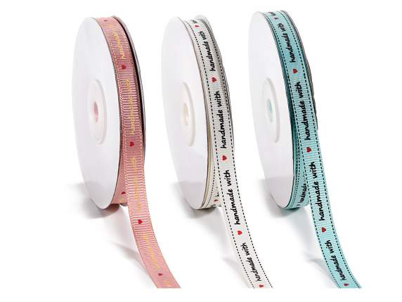 Nastro grosgrain con stampa Handmade with love