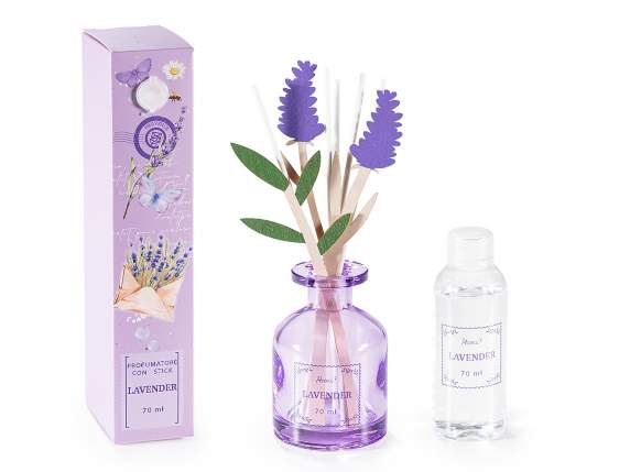 Odorizant de cameră de 70 ml cu bețișor de flori de lavandă