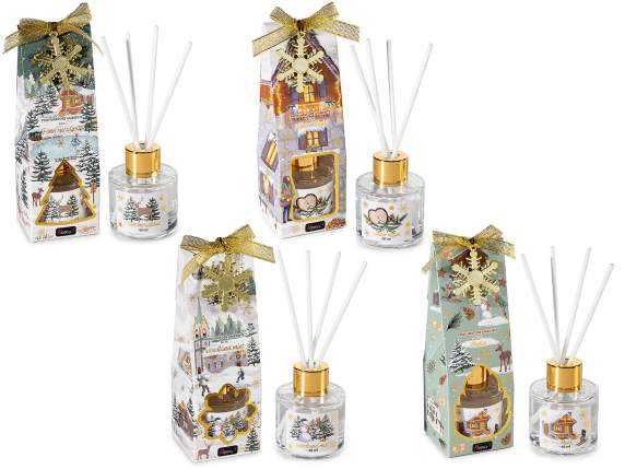 Parfum de cameră 40 ml cu bețișor și pandantiv de Crăciun