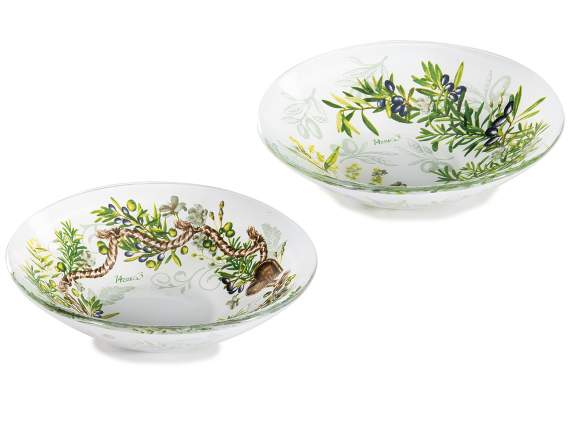 Coupe à apéritif en verre décorée dolives