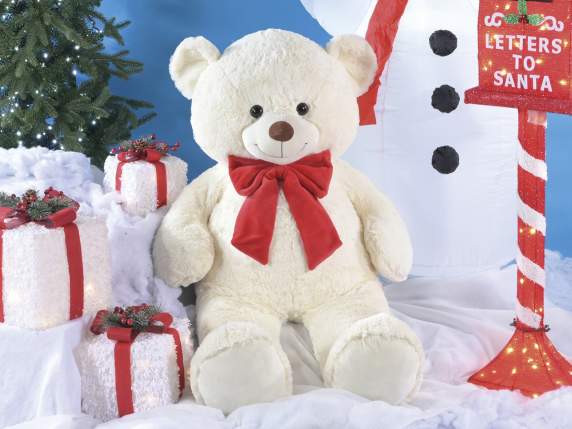 Ours en peluche géant avec nœud en tissu velours