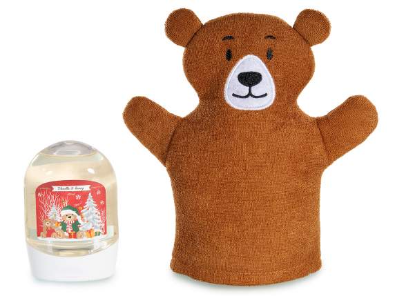 Coffret cadeau avec gant ourson et gel douche parfumé