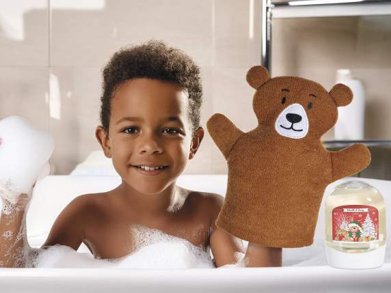 Coffret cadeau avec gant ourson et gel douche parfumé