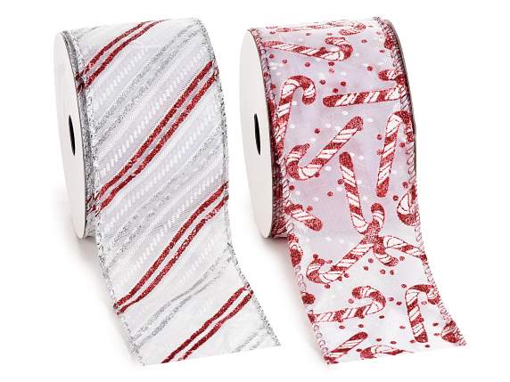 Panglică de Crăciun de modelare de 63 mm cu fire lame