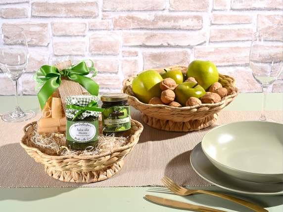 Lot de 2 paniers à fleurs en jacinthe tressée avec base