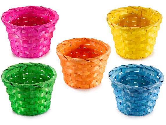 Panier rond en bambou coloré