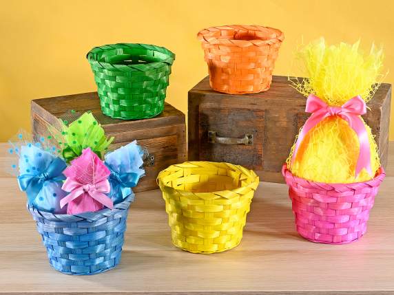 Panier rond en bambou coloré