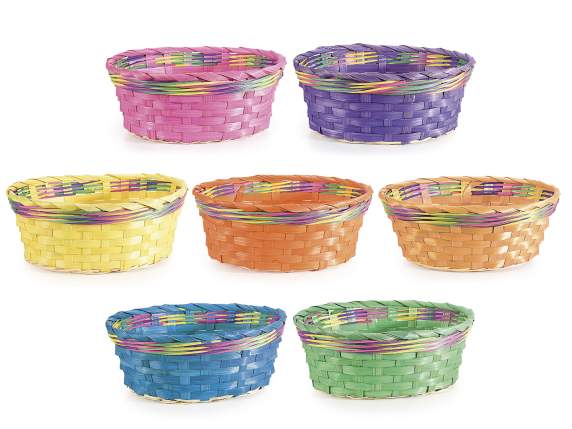 Panier ovale en bambou coloré