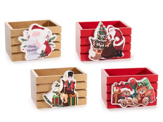 Panier en bois avec décoration de Noël