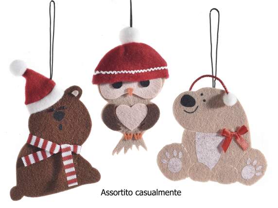 Panier rond en bambou avec anse, orné dun animal en tissu