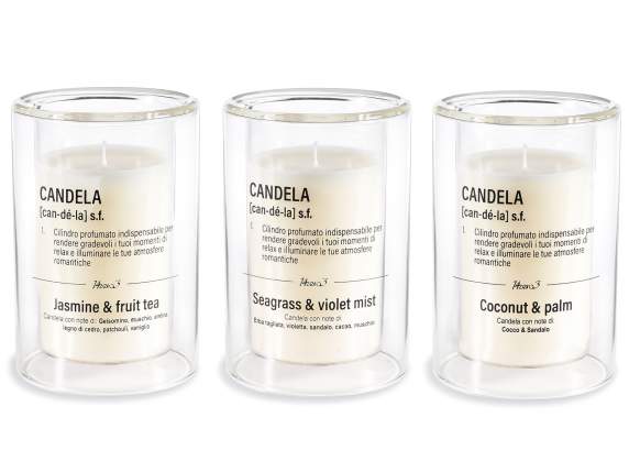 Bougie parfumée cylindrique dans un pot en verre