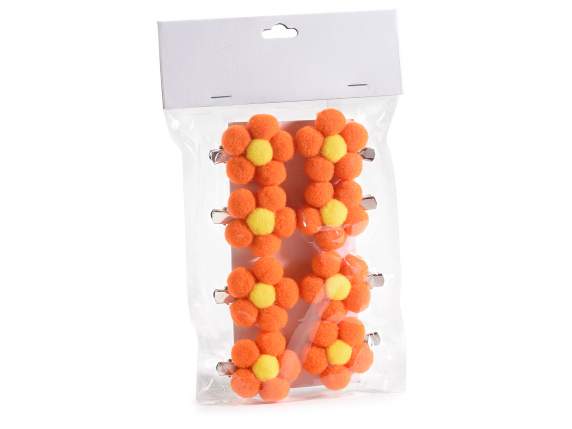 Lot de 8 clips avec fleur en tissu coloré