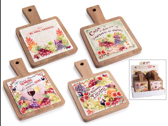 Masă de tăiat alimente din lemn de salcâm și ceramică