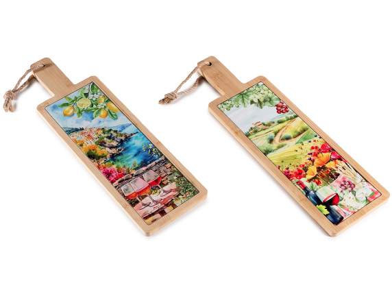 Planche à découper en bois et céramique avec panoramas