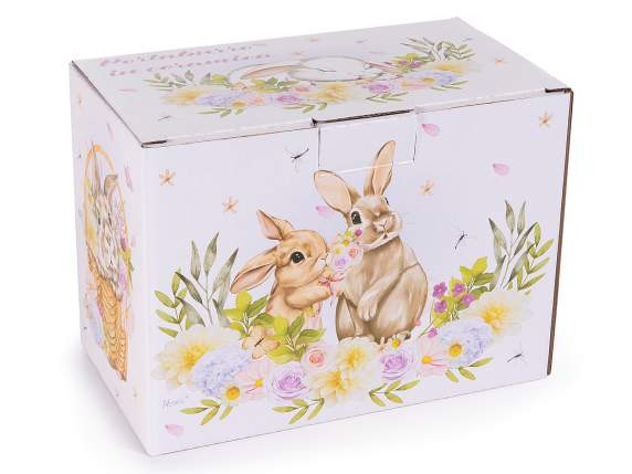 Beurrier en céramique avec imprimé lapin