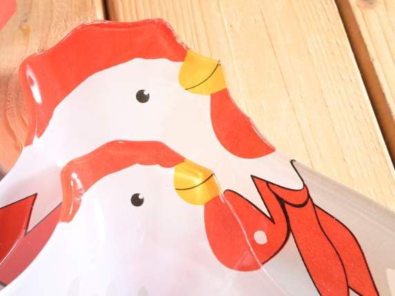 Ensemble de 2 assiettes en verre en forme de poule