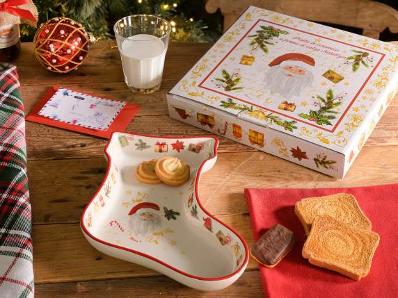 Assiette en céramique en forme de bas de Noël