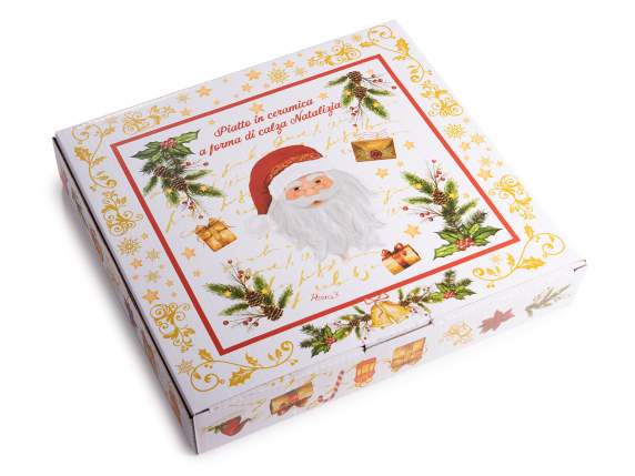 Assiette en céramique en forme de bas de Noël