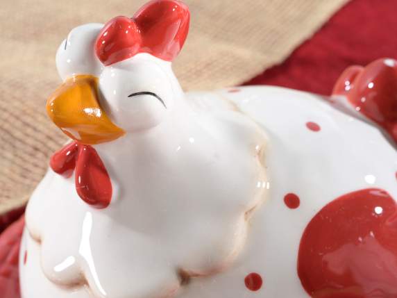 Plat en céramique avec couvercle en forme de poulet