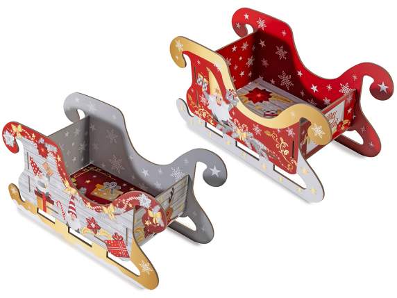 Plateau en papier en forme de traîneau avec motif de Noël
