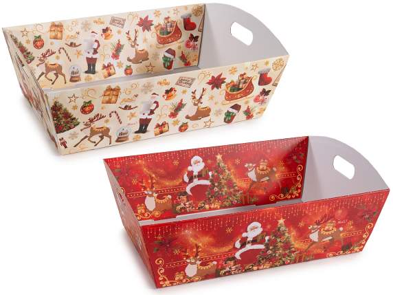 Plateau en papier de Noël moyen avec poignées
