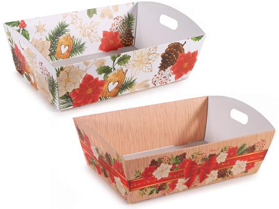 Plateau en papier de Noël moyen avec poignées