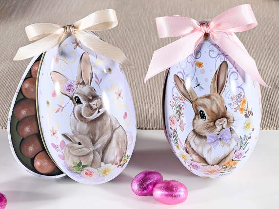 Oeuf en métal ouvrable avec imprimé lapin