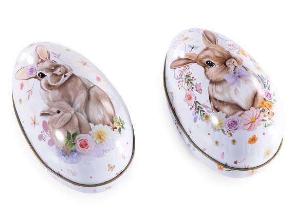 Oeuf en métal ouvrable avec imprimé lapin