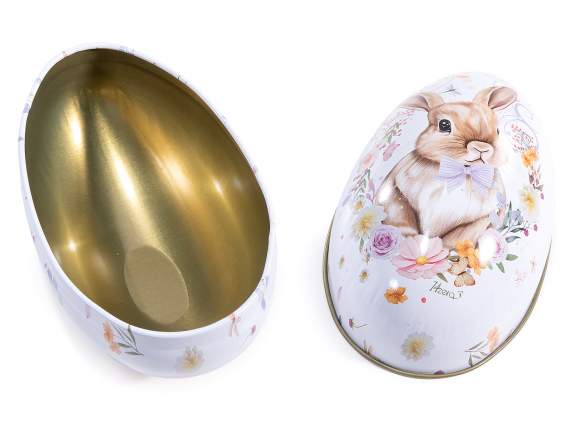 Oeuf en métal ouvrable avec imprimé lapin