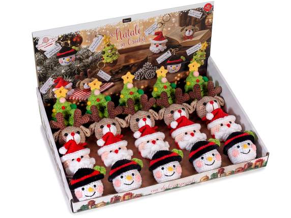 Porte-clés de Noël au crochet avec étiquette dédicacée