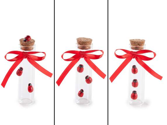 Tube à essai en verre alimentaire de 20ml avec 3 coccinelles