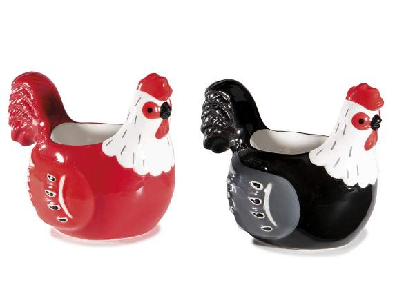 Coquetier en céramique brillant et coloré pour poulet