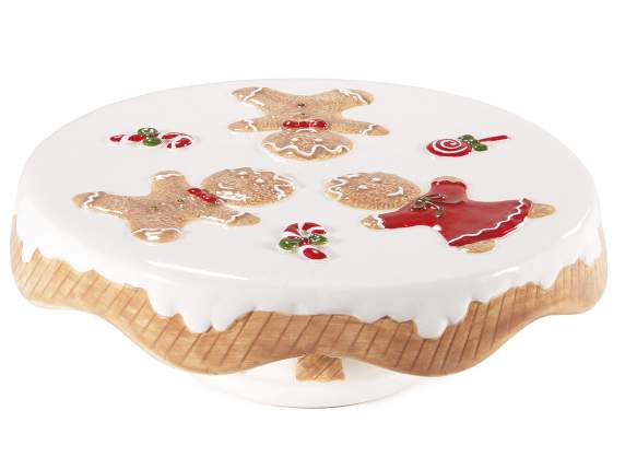 Présentoir à nourriture en céramique avec biscuits en relief