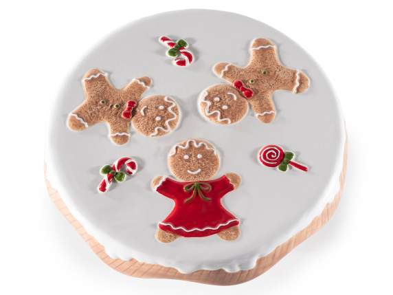 Présentoir à nourriture en céramique avec biscuits en relief