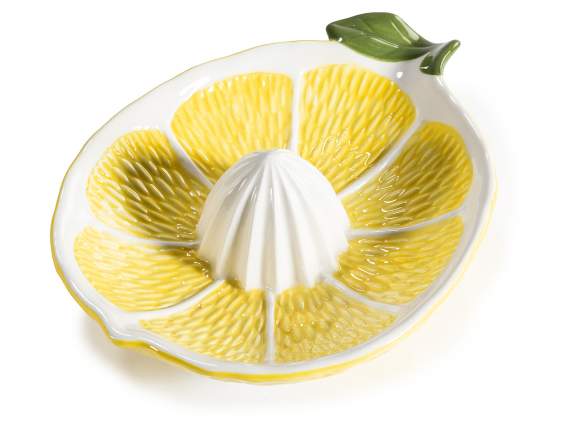 Presse-agrumes en céramique colorée en forme de citron