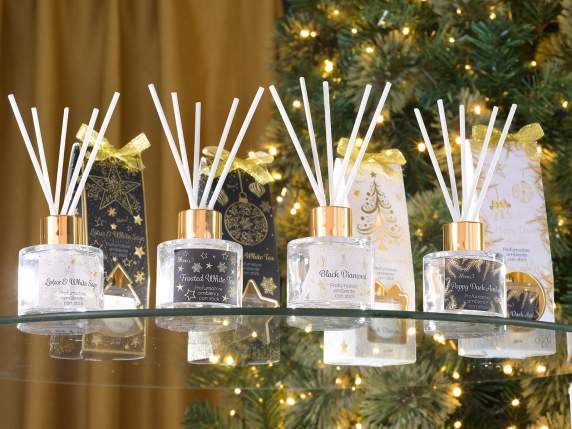 Profumatore ambiente 40 ml con stick e decori natalizi