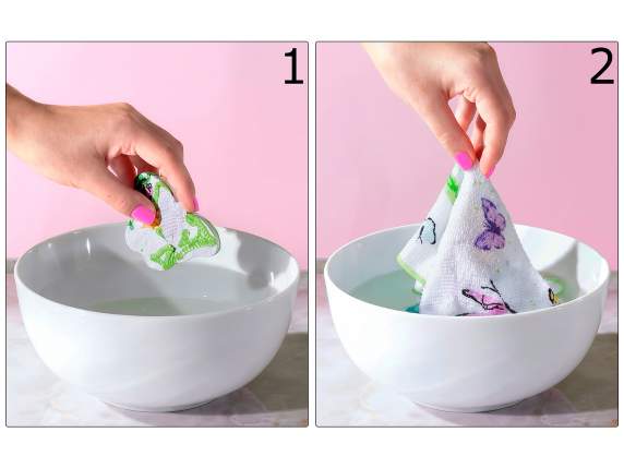 Mini prosop magic din bumbac cu imprimeu fluture și floral