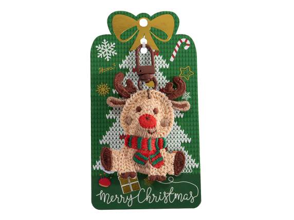 Porte-clés-breloque de Noël tricoté avec présentoir